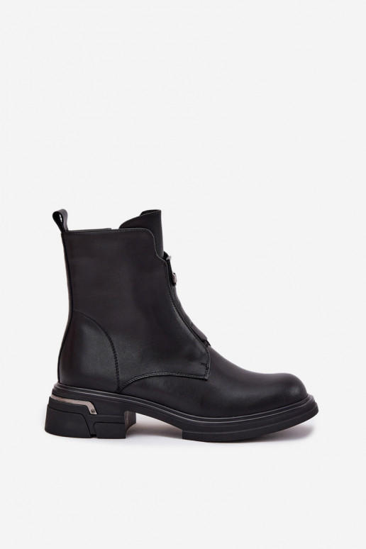 Botas de mujerActivadoturalnej Skóry En un tacón bajo de color negro Karisse Botas de mujerActivadoturalnej Skóry En un tacón bajo de color negro Karisse
