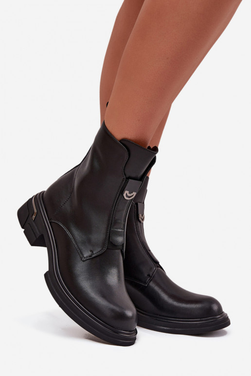 Botas de mujerActivadoturalnej Skóry En un tacón bajo de color negro Karisse Botas de mujerActivadoturalnej Skóry En un tacón bajo de color negro Karisse