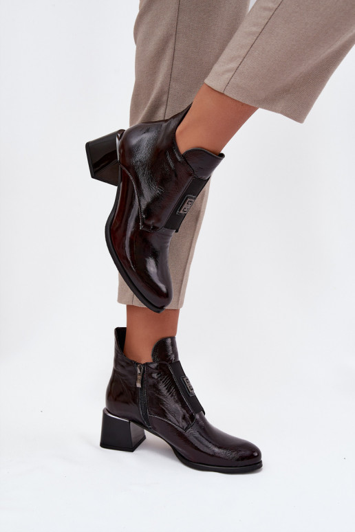 Piel con efecto barniz Botas reloj Con decoraciones Detalem calentamiento Zazoo 60560 borgoña