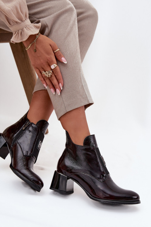 Piel con efecto barniz Botas reloj Con decoraciones Detalem calentamiento Zazoo 60560 borgoña