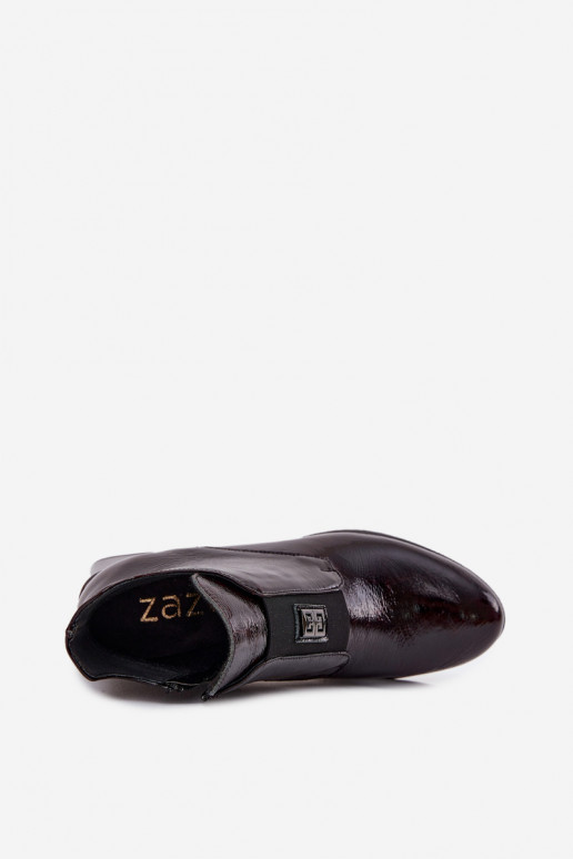 Piel con efecto barniz Botas reloj Con decoraciones Detalem calentamiento Zazoo 60560 borgoña