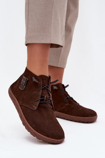 de gamuza zapatos Barefoot Femenino Con decoraciones Detalem Zazoo 30072 CzekoladoAe 2