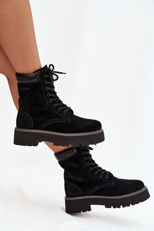 Zapatos de gamuza botas altas de montar Femenino con cordones Big Star SS274791 de color negro Zapatos de gamuza botas altas de montar Femenino con cordones Big Star SS274791 de color negro
