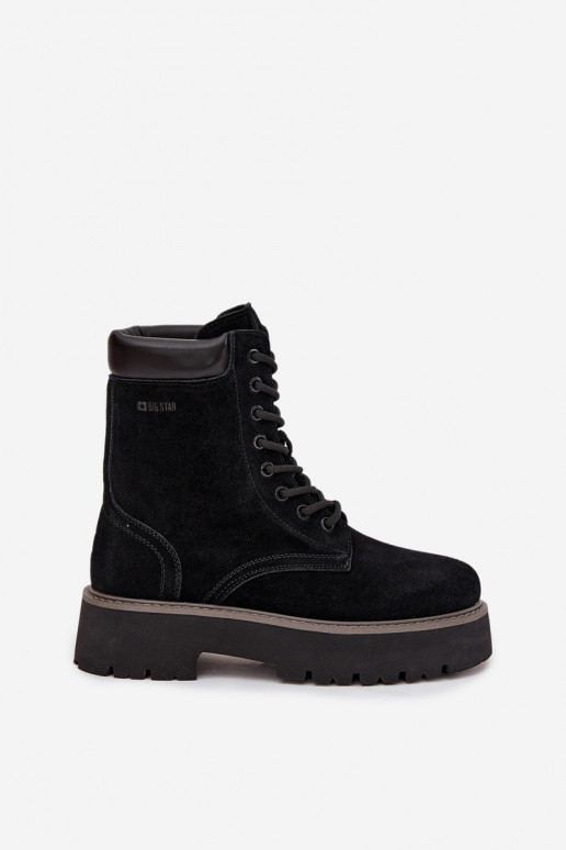 Zapatos de gamuza botas altas de montar Femenino con cordones Big Star SS274791 de color negro Zapatos de gamuza botas altas de montar Femenino con cordones Big Star SS274791 de color negro