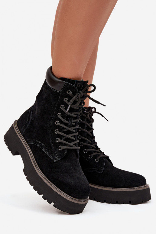 Zapatos de gamuza botas altas de montar Femenino con cordones Big Star SS274791 de color negro Zapatos de gamuza botas altas de montar Femenino con cordones Big Star SS274791 de color negro