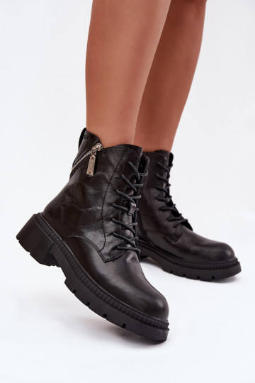 Botas de trabajo de piel para mujer, forradas, Big Star SS274452, color negro 2