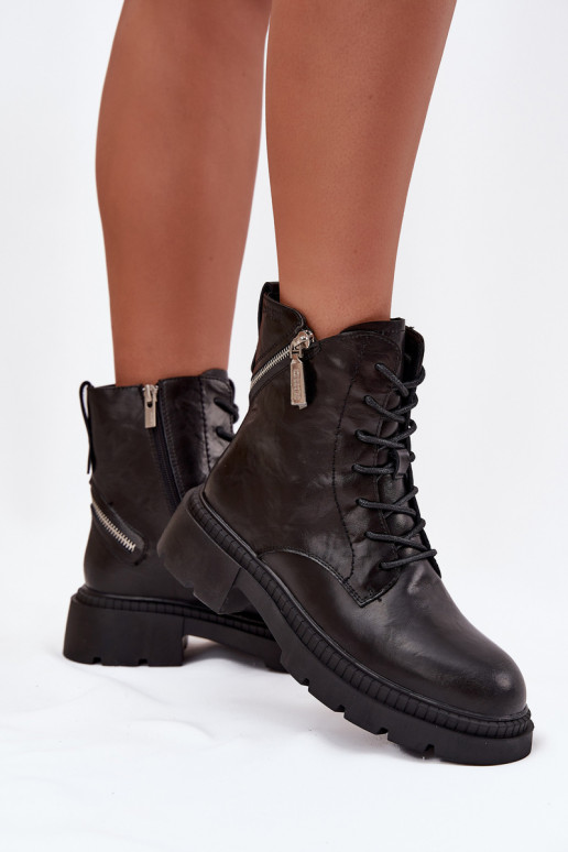 Piel botines de trabajo Femenino calentamiento Big Star SS274452 de color negro Piel botines de trabajo Femenino calentamiento Big Star SS274452 de color negro