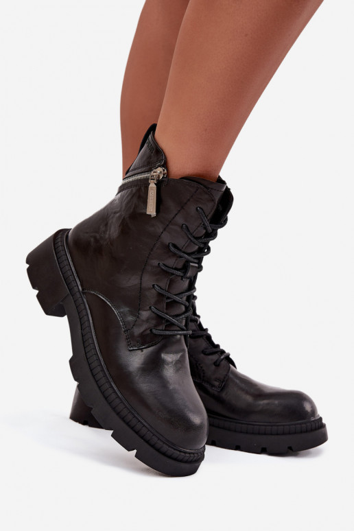 Piel botines de trabajo Femenino calentamiento Big Star SS274452 de color negro Piel botines de trabajo Femenino calentamiento Big Star SS274452 de color negro