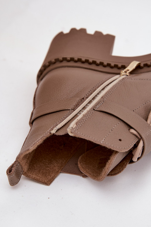Piel Botas de mujer reloj con tacones decorados calentamiento Zazoo 60557 beige Piel Botas de mujer reloj con tacones decorados calentamiento Zazoo 60557 beige