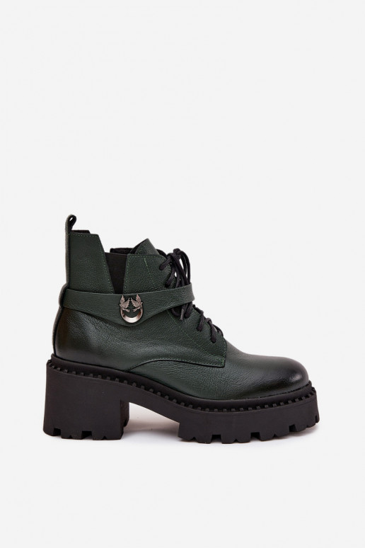 Piel Botas de mujer reloj con tacones decorados calentamiento Zazoo 60557 de color caqui Piel Botas de mujer reloj con tacones decorados calentamiento Zazoo 60557 de color caqui