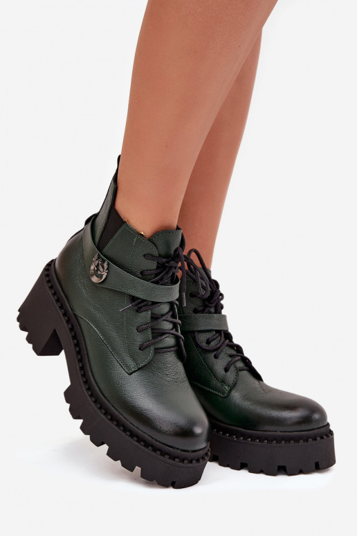 Piel Botas de mujer reloj con tacones decorados calentamiento Zazoo 60557 de color caqui Piel Botas de mujer reloj con tacones decorados calentamiento Zazoo 60557 de color caqui