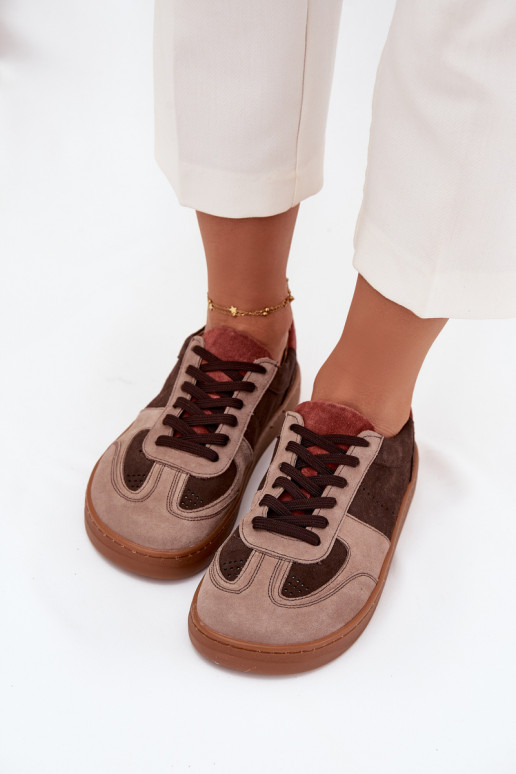 Piel de gamuza Zapatillas modelo zapatos. Barefoot Femenino Zazoo N1277 color marrón