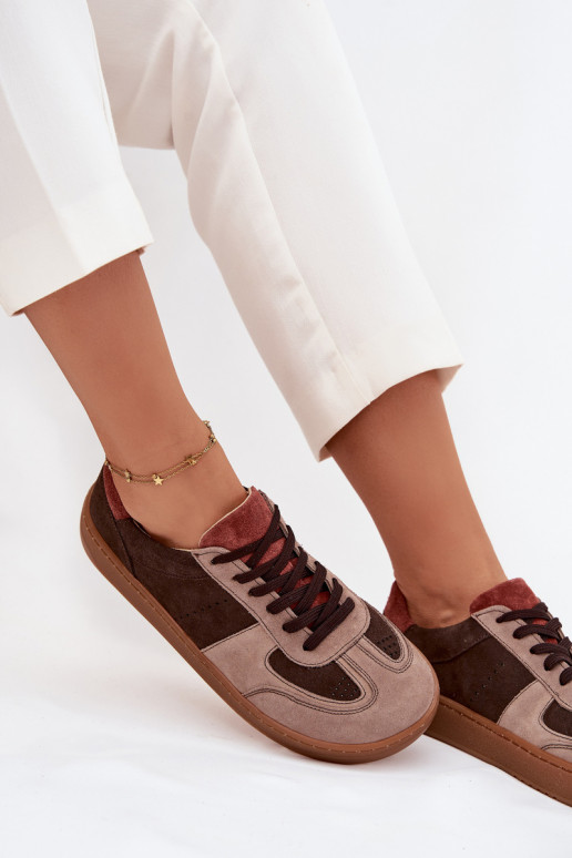 Piel de gamuza Zapatillas modelo zapatos. Barefoot Femenino Zazoo N1277 color marrón