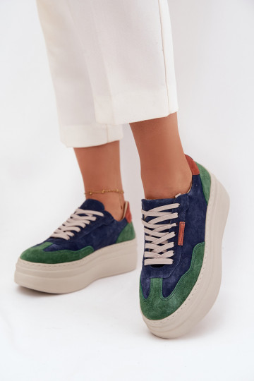 Botas deportivas de ante para mujer con plataforma, Zazoo N1269S3, color verde azulado 2