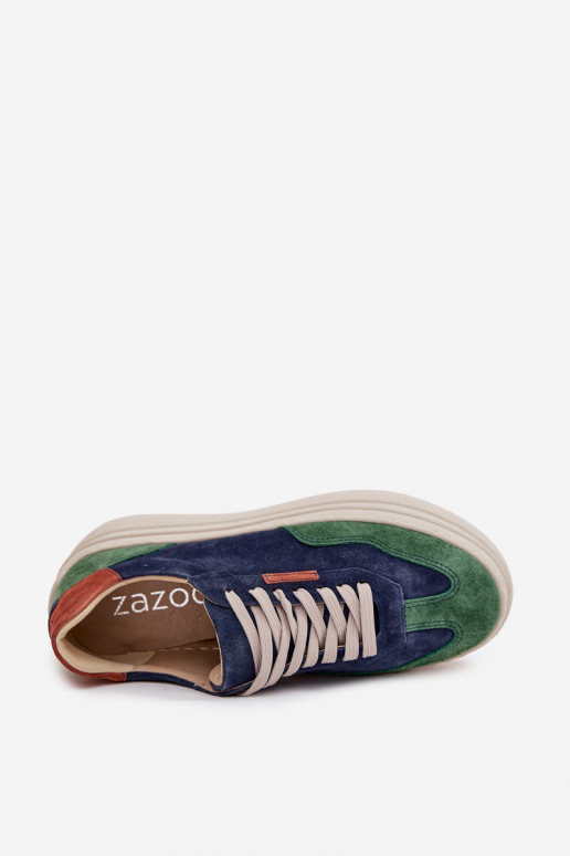 de gamuza Zapatillas modelo zapatos. Femenino con una plataforma Zazoo N1269S3 verde-azul oscuro de gamuza Zapatillas modelo zapatos. Femenino con una plataforma Zazoo N1269S3 verde-azul oscuro