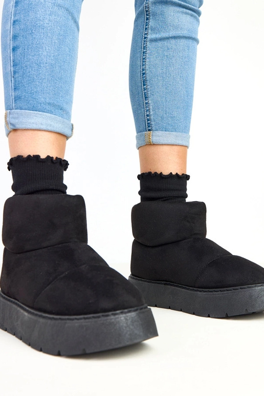 Botas de nieve forradas, negras, con... Botas de nieve forradas, negras, con...