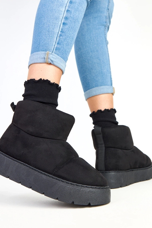 Botas de nieve forradas, negras, con... Botas de nieve forradas, negras, con...