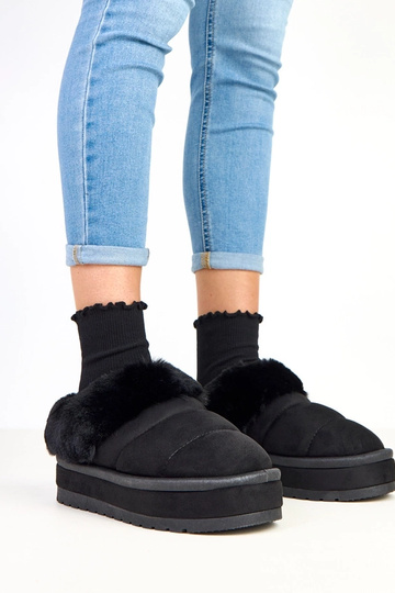 Botas de nieve cortas, negras, forradas de piel, Almeida