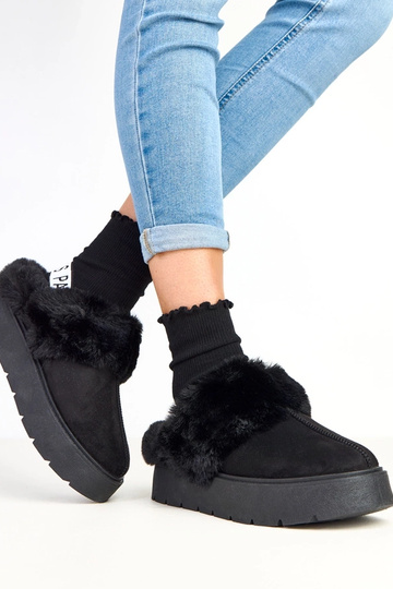Botas de nieve cortos negros con forro de piel y goma Eija 2