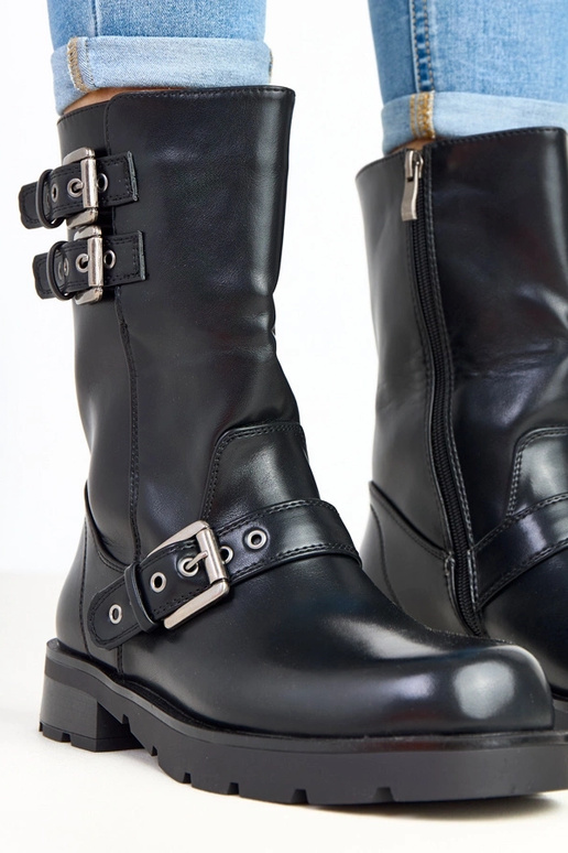 Botines negros con plataforma y... Botines negros con plataforma y...