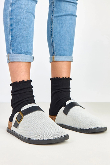 Chanclas negras con plataforma de corcho y hebilla Polly