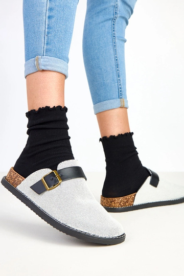 Chanclas negras con plataforma de corcho y hebilla Polly 2