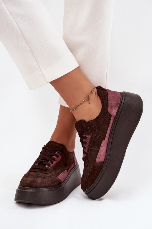 Zapatillas modelo zapatos. FemeninoActivadoturalnego de gamuzau con una plataforma Zazoo N1265S3 CzekoladoAe