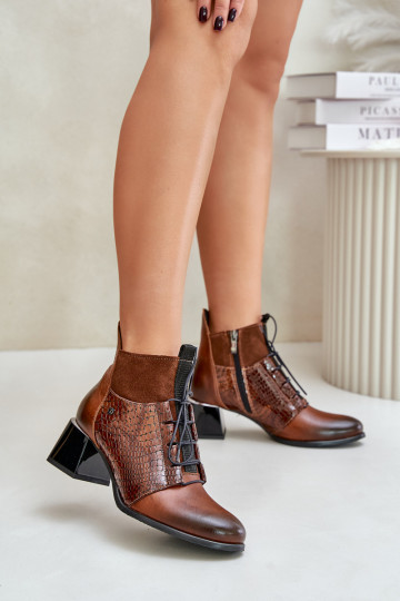 Zazoo 60503 Piel Botas con tacones calentamiento color marrón