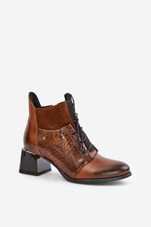 Zazoo 60503 Piel Botas con tacones calentamiento color marrón Zazoo 60503 Piel Botas con tacones calentamiento color marrón