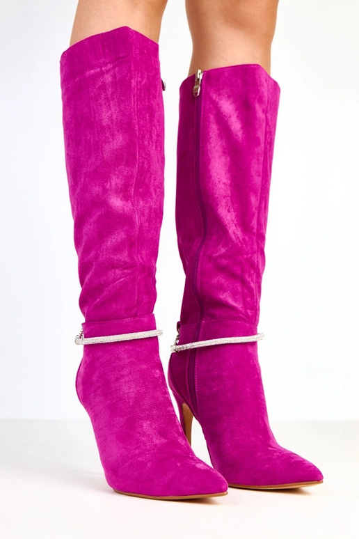 Botas altas de ante violetas con... Botas altas de ante violetas con...