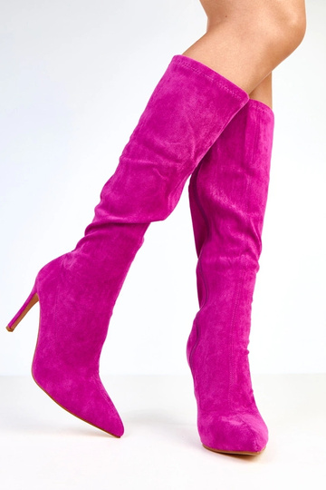 Botines altos de tacón violetas hasta la rodilla Brooke
