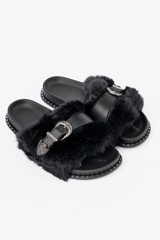 Zapatillas z ekofutra z dekoracyjną klamrą