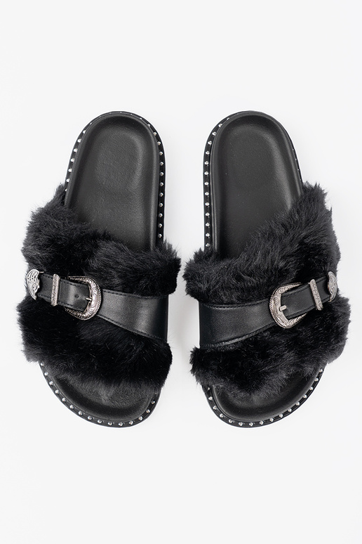 Zapatillas z ekofutra z dekoracyjną klamrą