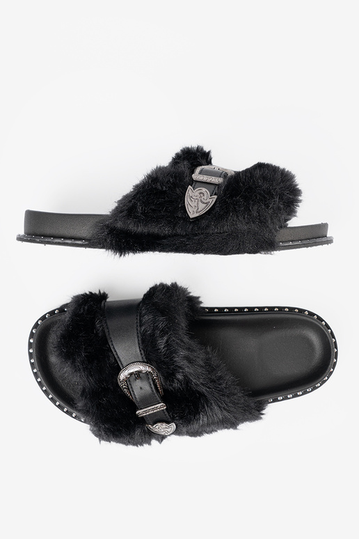 Zapatillas z ekofutra z dekoracyjną klamrą