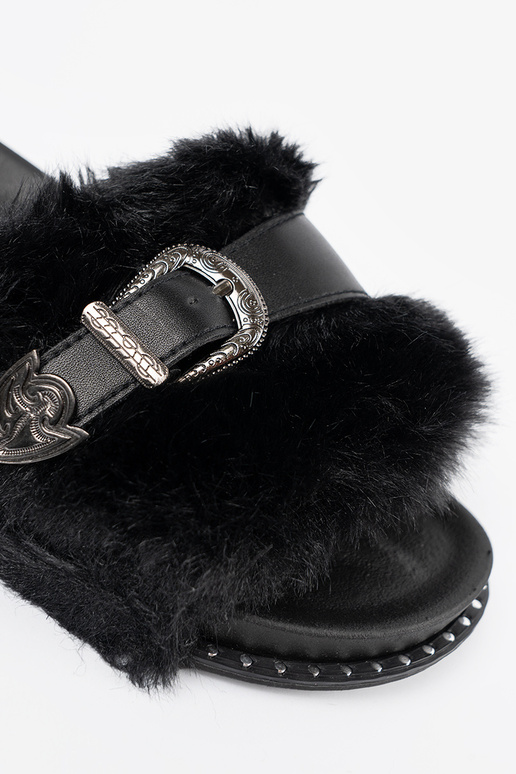 Zapatillas z ekofutra z dekoracyjną klamrą