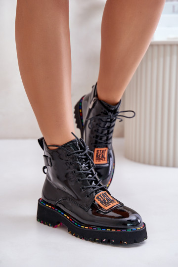 con efecto barniz Botas zapatos Femenino Al castillo Piel Artiker 55C0517 de color negro