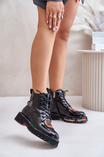 con efecto barniz Botas zapatos Femenino Al castillo Piel Artiker 55C0517 de color negro 2