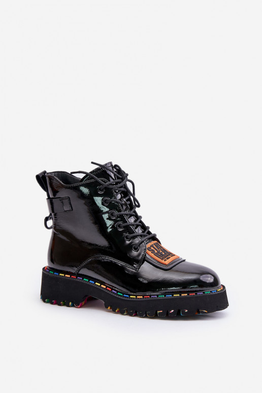 con efecto barniz Botas zapatos Femenino Al castillo Piel Artiker 55C0517 de color negro