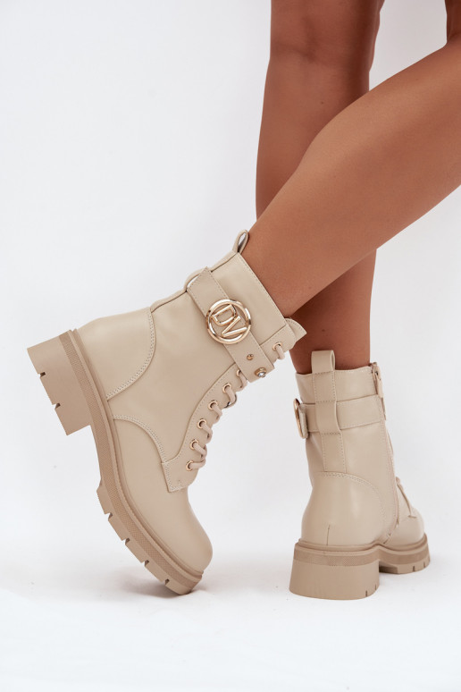 Botas de trabajo térmicas para mujer con detalles decorativos, color arena, Talyssa Botas de trabajo térmicas para mujer con detalles decorativos, color arena, Talyssa