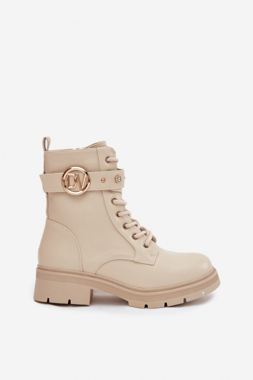 Botas de trabajo térmicas para mujer con detalles decorativos, color arena, Talyssa Botas de trabajo térmicas para mujer con detalles decorativos, color arena, Talyssa