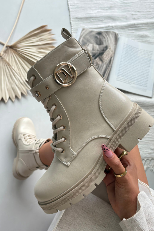 Botas de trabajo térmicas para mujer con detalles decorativos, color arena, Talyssa Botas de trabajo térmicas para mujer con detalles decorativos, color arena, Talyssa