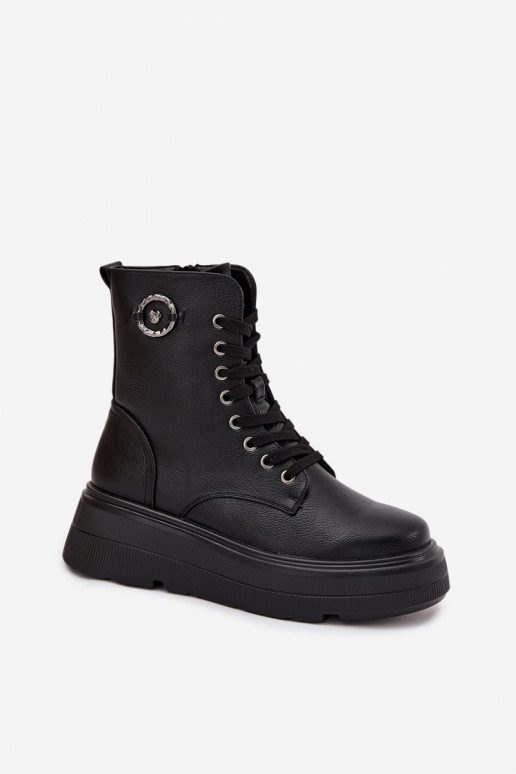 botas de trabajo para mujer con tobillo acolchadas y plataforma con detalles decorativos Vinceza 16513 color negro botas de trabajo para mujer con tobillo acolchadas y plataforma con detalles decorativos Vinceza 16513 color negro