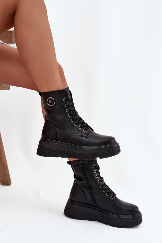 botas de trabajo para mujer con tobillo acolchadas y plataforma con detalles decorativos Vinceza 16513 color negro botas de trabajo para mujer con tobillo acolchadas y plataforma con detalles decorativos Vinceza 16513 color negro