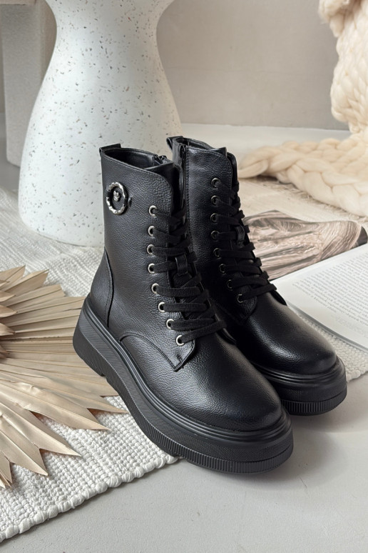 botas de trabajo para mujer con tobillo acolchadas y plataforma con detalles decorativos Vinceza 16513 color negro botas de trabajo para mujer con tobillo acolchadas y plataforma con detalles decorativos Vinceza 16513 color negro