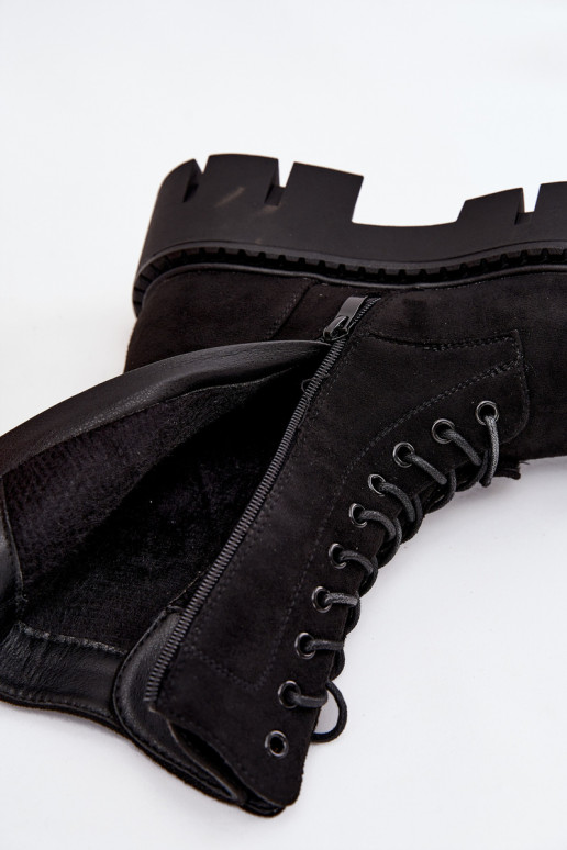 Botines y botitas de mujer forrados con ornamentos color negro Melisse