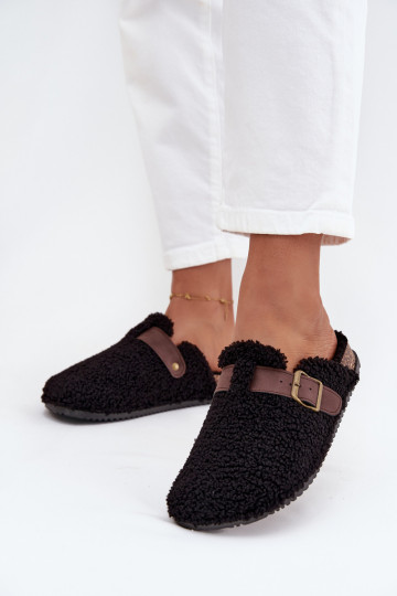 Zapatillas de casa para mujer con forro de piel de oveja, color negro Lorivine 2