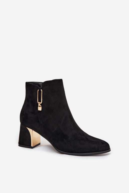 Botines negros para mujer con detalles dorados "Kalivra"