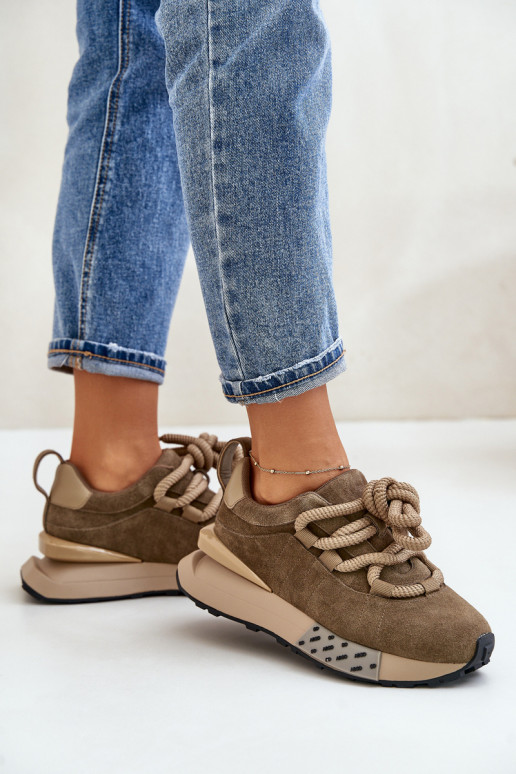 de gamuza Zapatillas modelo zapatos. Femenino con una plataformaGrubym atándosem Artiker 54C1466 color marrón