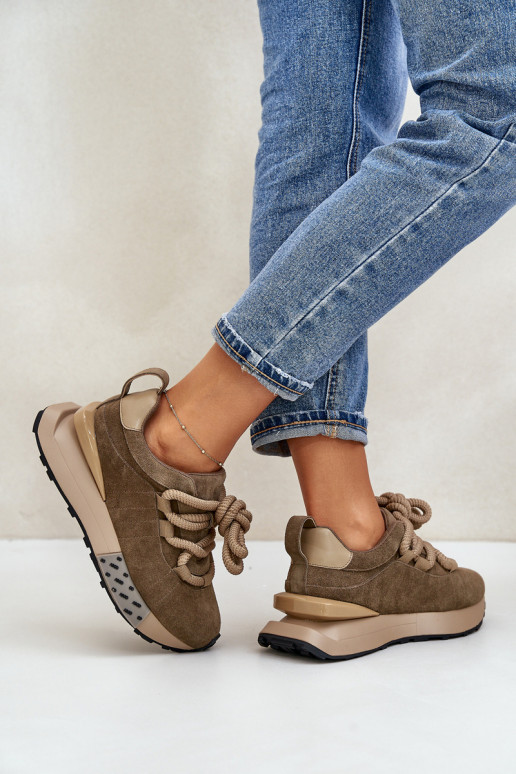 de gamuza Zapatillas modelo zapatos. Femenino con una plataformaGrubym atándosem Artiker 54C1466 color marrón