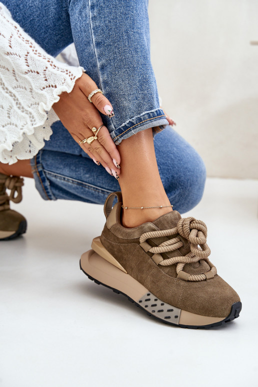 de gamuza Zapatillas modelo zapatos. Femenino con una plataformaGrubym atándosem Artiker 54C1466 color marrón